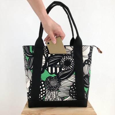 ふるさと納税 魚津市 kimmyのファスナー開閉でプライバシーを守るトートバック・グリーン