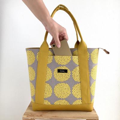 ふるさと納税 魚津市 kimmyのファスナー開閉でプライバシーを守るトートバック・イエローブーケ