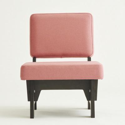 ふるさと納税 海南市 和歌山県海南市 高品質な一人掛け組み立てソファ キャンバスピンク(フレームブラック)