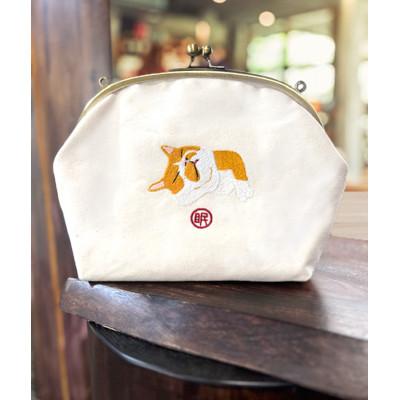 ふるさと納税 吉富町 動物愛護 倉敷帆布 がま口バッグ 茶トラ 生成