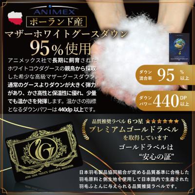 ふるさと納税 韮崎市 【春秋用】中厚 合掛け 羽毛布団 シングル ポーランド産マザーグース95% 100x140番手サテンの画像