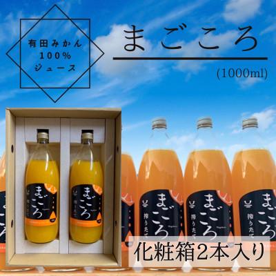 ふるさと納税 美浜町 [まごころ搾りたて]有田みかんジュース100% 1000ml 2本セット 化粧箱入り