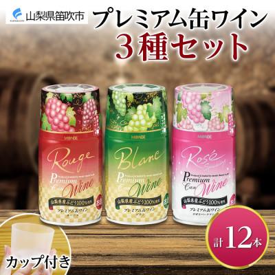 ふるさと納税 笛吹市 モンデ酒造の プレミアム缶ワイン 3種セット 12本入 山梨県 笛吹市