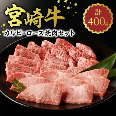 ふるさと納税 延岡市 内閣総理大臣賞4連覇 宮崎牛 焼肉定番人気セット[カルビ&amp;ロース] 合計400g