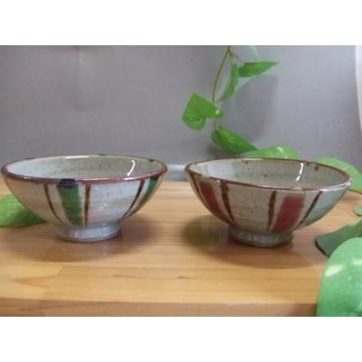 ふるさと納税 甲賀市 [信楽焼]レッド&amp;グリーンペア飯椀 nwu-021