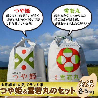 ふるさと納税 飯豊町 つや姫・雪若丸セット 玄米各5kg 山形県飯豊町産 人気ブランド米