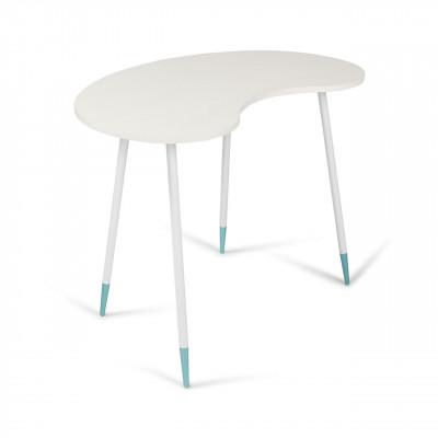 ふるさと納税 鹿沼市 FS ビーンズテーブル[天板(ホワイトウォールナット)脚(ホワイト)脚先端(メタリックブルー)]