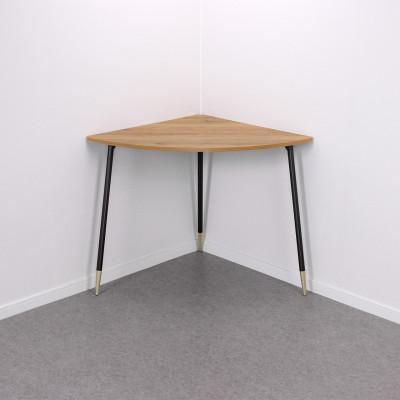 ふるさと納税 鹿沼市 FSコーナーテーブル[天板(ミディアムオーク)脚/フレーム(ブラック)脚先端(メタリックゴールド)]