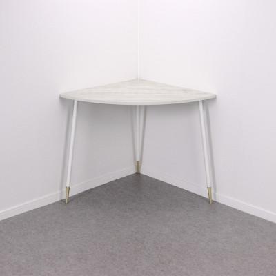 ふるさと納税 鹿沼市 FSコーナーテーブル[天板(ホワイトパイン)脚/フレーム(ホワイト)脚先端(メタリックゴールド)]