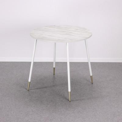 ふるさと納税 鹿沼市 FSサークルテーブル[天板(ホワイトパイン)脚/フレーム(ホワイト)脚先端(メタリックゴールド)]