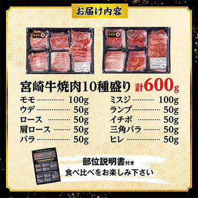 ふるさと納税 宮崎市 宮崎牛 焼肉 10種盛り合わせ 合計600g　希少部位 贈答用にも |  | 03