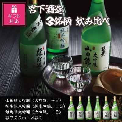 ふるさと納税 岡山市 [ギフト包装対応]宮下酒造の大吟醸・純米大吟醸3種飲み比べセット 720ml×6本