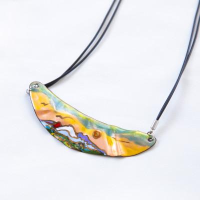 ふるさと納税 太田市 [七宝工芸家 中島たか子]七宝焼 躍る空 ネックレス