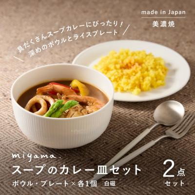 ふるさと納税 瑞浪市 miyama.のカレーのうつわ スープのカレー皿セット 白磁
