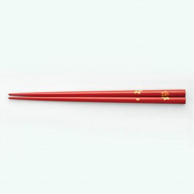 ふるさと納税 鯖江市 越前漆器 朱 桜蒔絵 塗箸(桐箱入)