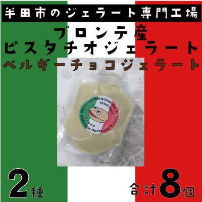 ふるさと納税 半田市 ブロンテ産ピスタチオ&amp;ベルギーチョコジェラート8個セット