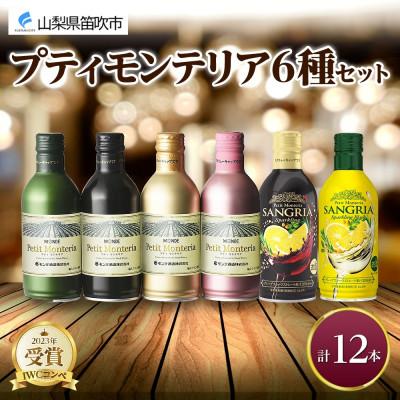 ふるさと納税 笛吹市 プティモンテリア 6種 飲み比べ セット 各2本 計12本 缶ワイン モンデ酒造 山梨県 笛吹市