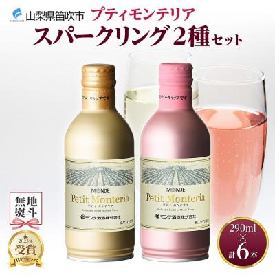 ふるさと納税 笛吹市 [熨斗]プティモンテリア スパークリング 2種 飲み比べ 290ml 各3本 計6本 山梨県笛吹市
