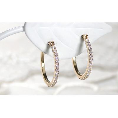 ふるさと納税 昭和町 【0.16ct】K18YG ダイヤモンド フープピアス