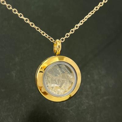 ふるさと納税 足利市 [透き通る輝き]リビアングラスのネックレス ゴールド 天然ガラス