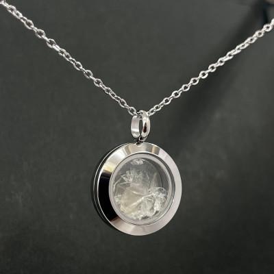 ふるさと納税 足利市 [透き通る輝き]リビアングラスのネックレス シルバー 天然ガラス