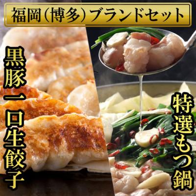 ふるさと納税 福岡市 博多ブランドセット 博多黒豚一口生餃子75個ともつ鍋2.5人前(醤油味) 少人数向け