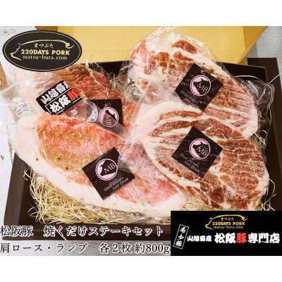 ふるさと納税 松阪市 松阪豚 焼くだけステーキセット 肩ロース・ランプ 各2枚 800g 味付なのでキャンプでも活躍します