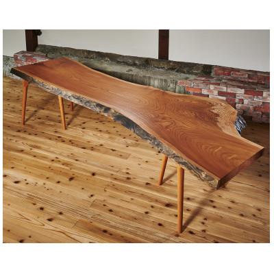 ふるさと納税 長野市 北信州産・欅(ケヤキ) 一枚板テーブル/長さ2800mm