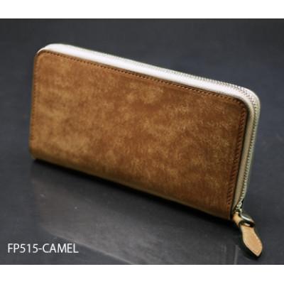 ふるさと納税 葛飾区 Flathority イタリアンレザー使用 ロングラウンドジップ キャメル 日本製