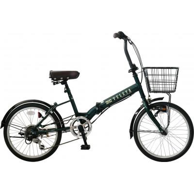 ふるさと納税 四日市市 パンクしないオリタタミ自転車6段変速 LEDオートライト20型 ブリティッシュグリーン