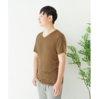 ふるさと納税 笠松町 [メンズ/洗える/マシュマロ素材/草木染め]マシュマロインナー Vネック半袖 ログウッド