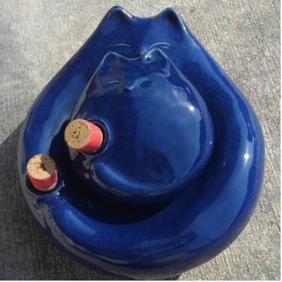 ふるさと納税 瀬戸市 瀬戸焼・「ねこはち」親子湯たんぽ 紺色