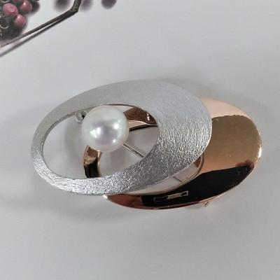 ふるさと納税 鳥羽市 伊勢志摩あこや本真珠ブローチ・ダブルオーバル 400-09