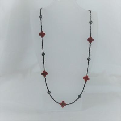 ふるさと納税 鳥羽市 伊勢志摩あこや本真珠ネックレス・クローバー(珊瑚)黒真珠 40-23