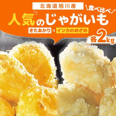 ふるさと納税 旭川市 2025年度産 人気のじゃがいもをコラボで!きたあかり×インカのめざめ(各2kg)_03649