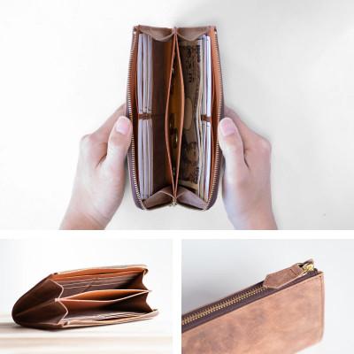 ふるさと納税 和泉市 【本革 長財布】L字ファスナー プルアップレザー 銀磨り ロングウォレット【aw-05cpu-BR】 |  | 02