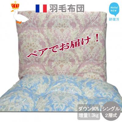ふるさと納税 新居浜市 ペアでお届け 羽毛布団 シングル(G-21)2枚セット フランス産ホワイトダウン90% 抗菌 防臭