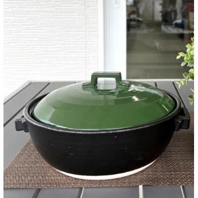 ふるさと納税 瑞浪市 プレーン土鍋9号グリーン(5〜6名用)ガス&amp;IH両対応 美濃焼 IHプレート付[ina064]