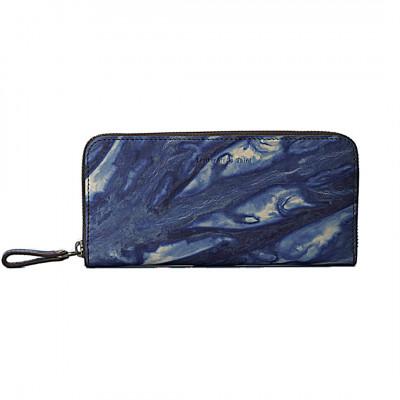 ふるさと納税 福山市 藍染めレザーの長財布 一貫製造 ポッシュF/薄藍 [福山レザー]