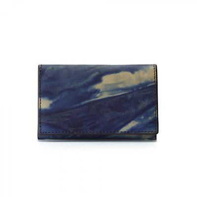 ふるさと納税 福山市 藍染めレザーの薄名刺入れ 一貫製造 ポム/薄藍 [福山レザー]