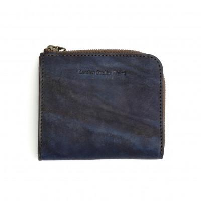 ふるさと納税 福山市 藍染めレザーのコンパクト財布 一貫製造 レジェ/濃藍[福山レザー]