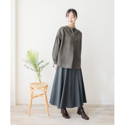 ふるさと納税 笠松町 [洗える/ウール混/草木染め]フレアスカート ログウッドネイビー