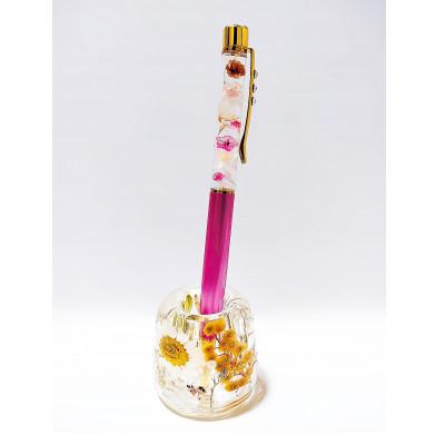 ふるさと納税 八王子市 [Artgrace]クリスタルハーバリウムボールペン ローズピンク&amp;ハーバリウムペン立て・イエロー