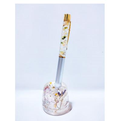 ふるさと納税 八王子市 [Art grace]クリスタルハーバリウムボールペン(シルバー)&amp;ハーバリウムペン立て(ピンク)