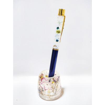 ふるさと納税 八王子市 [Art grace]クリスタルハーバリウムボールペン(Mブルー)&amp;ハーバリウムペン立て(ピンク)