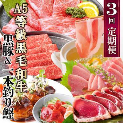 ふるさと納税 枕崎市 定期便(3回配送)黒毛和牛・黒豚・カツオ