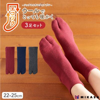 ふるさと納税 葛城市 エコソク 足袋タイプ 3足組 (ベーシック) レディース 靴下 ウール