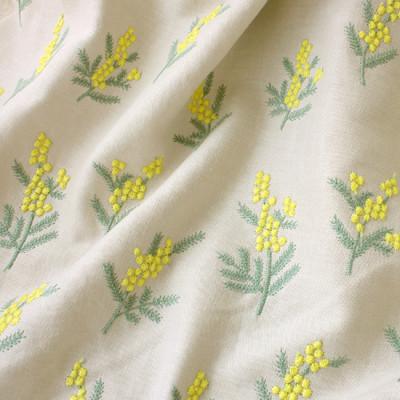 ふるさと納税 小矢部市 ミモザの刺繍生地[0.5m