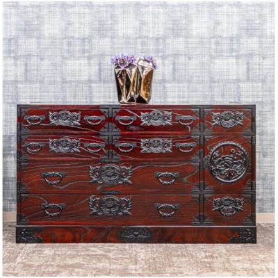 ふるさと納税 利府町 仙台箪笥 130巾横長箪笥 KC-12B 拭き漆塗り (お申込書返送後1ヵ月〜4ヵ月程度でお届け)