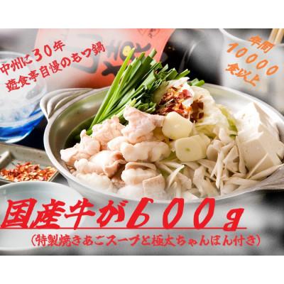 ふるさと納税 福岡市 博多中洲遊食亭名物国産牛もつ鍋4〜6人前(醤油味)+刺身醤油